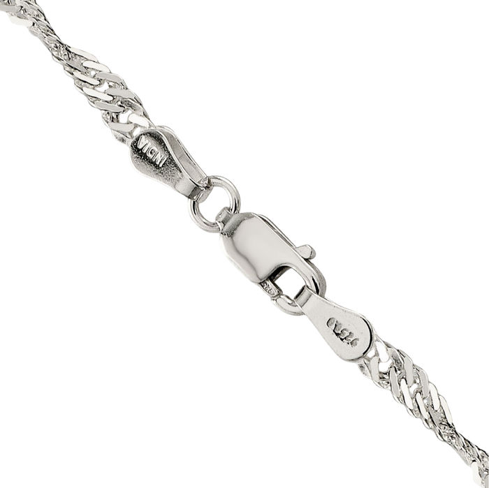 925 Sterling Silver 3mm Singapore Chain Necklace