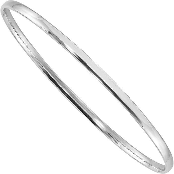 925 Sterling Silver 3mm Slip On Bangle Bracelet