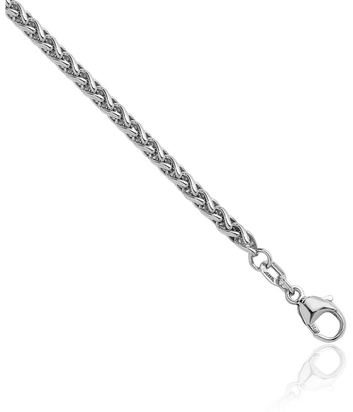 925 Sterling Silver 3mm Spiga Wheat Link Chain Necklace