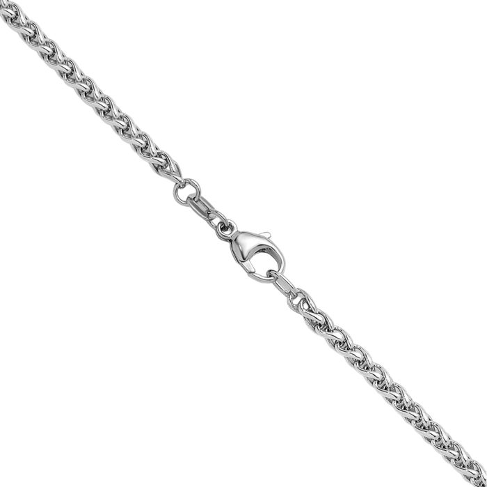 925 Sterling Silver 3mm Spiga Wheat Link Chain Necklace