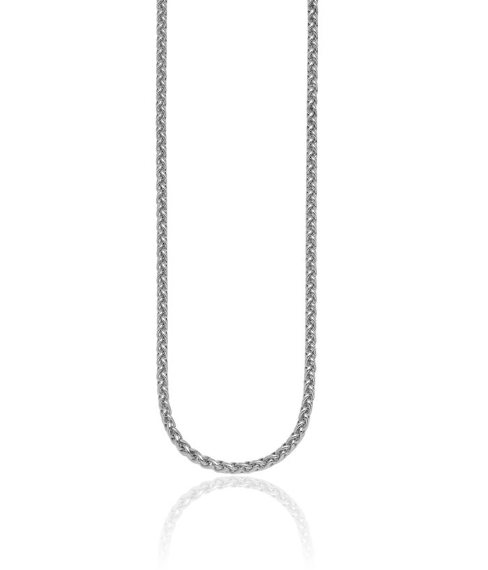 925 Sterling Silver 3mm Spiga Wheat Link Chain Necklace