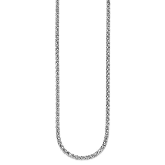 925 Sterling Silver 3mm Spiga Wheat Link Chain Necklace