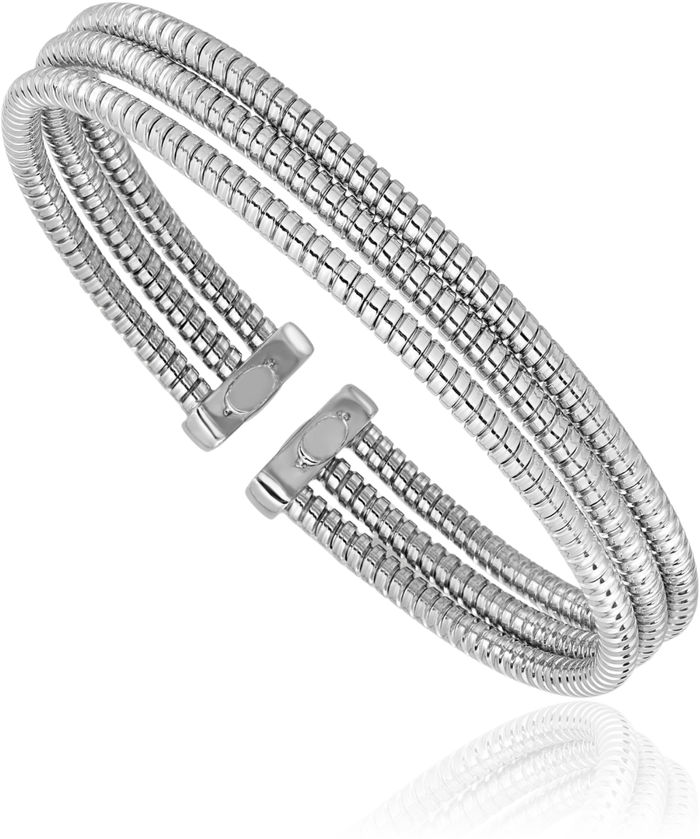 925 Sterling Silver 3mm Wrapped Cuff Bracelet