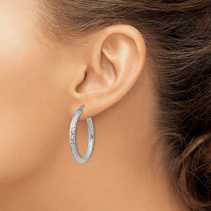 925 Sterling Silver Medium Hoop Earrings