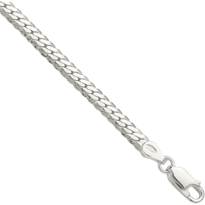 925 Sterling Silver 4.1mm Double Oval Chain Bracelet