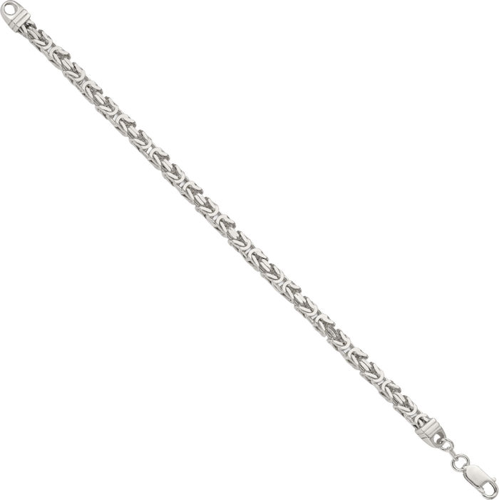 925 Sterling Silver 4.25mm Byzantine Link Chain Bracelet