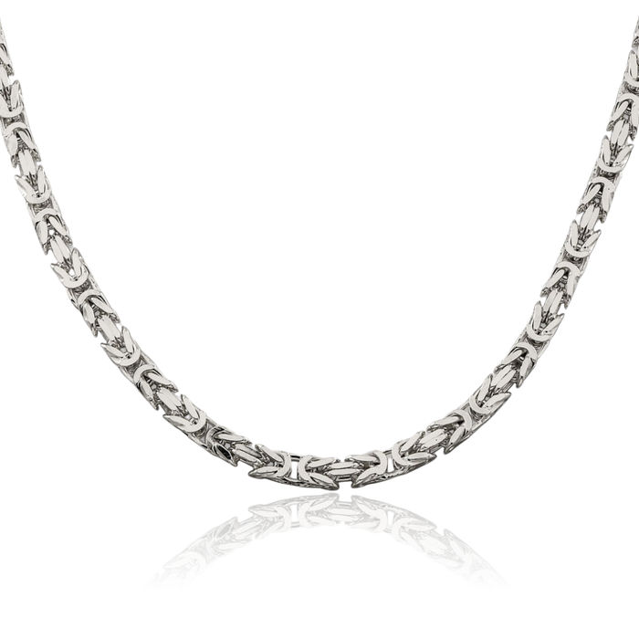 925 Sterling Silver 4.25mm Byzantine Link Chain Necklace