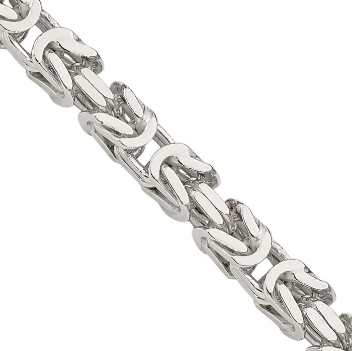 925 Sterling Silver 4.25mm Byzantine Link Chain Necklace