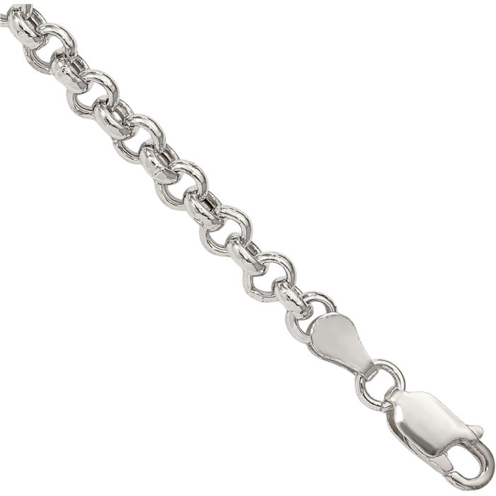 925 Sterling Silver 4.25mm Cable Rolo Link Chain Bracelet