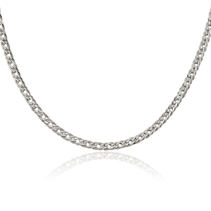 925 Sterling Silver 4.25mm 6 Side Double Curb Link Chain Necklace