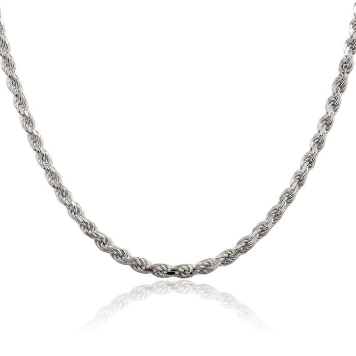 925 Sterling Silver 4.25mm Rope Chain Twisted Link Necklace