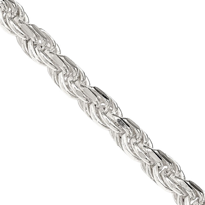 925 Sterling Silver 4.25mm Rope Chain Twisted Link Necklace