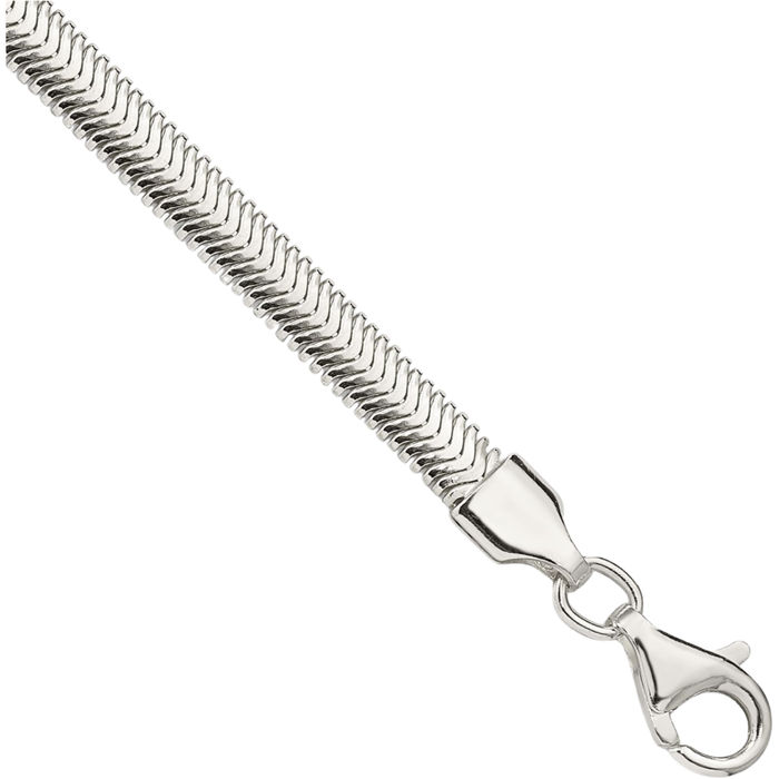 925 Sterling Silver 4.2mm Oval Cubetto Omega Snake Chain Bracelet