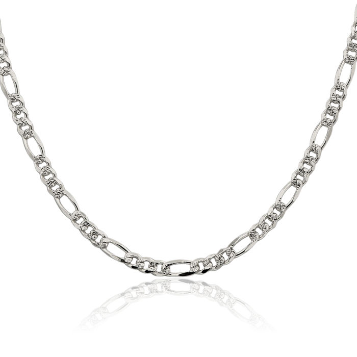 925 Sterling Silver 4.3mm Figaro Link Chain Necklace