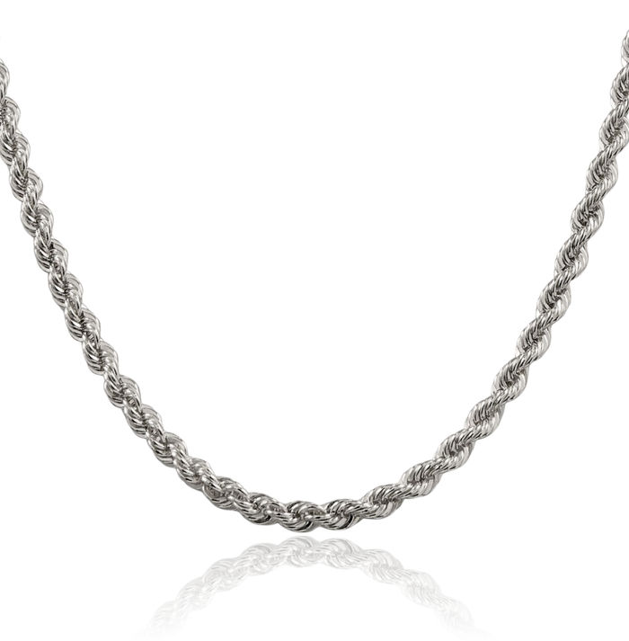 925 Sterling Silver 4.3mm Rope Chain Twisted Link Necklace