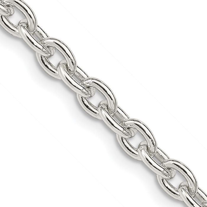 925 Sterling Silver 4.5mm Cable Rolo Link Chain Belcher Necklace