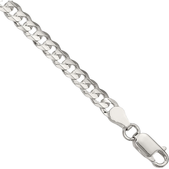 925 Sterling Silver 4.5mm Concave Curb Link Chain Bracelet