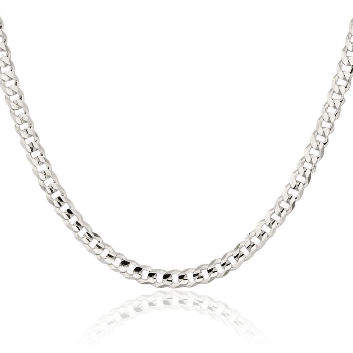 925 Sterling Silver 4.5mm Concave Curb Link Chain Necklace