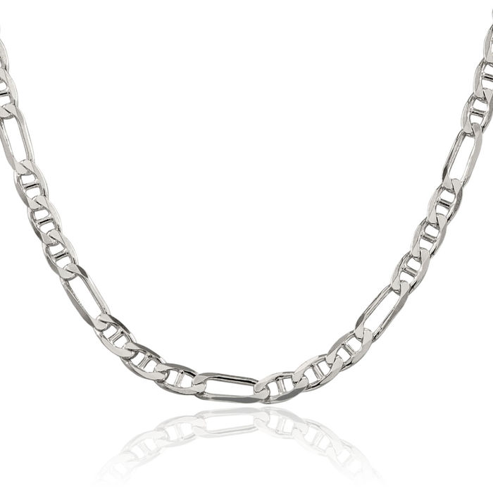 925 Sterling Silver 4.5mm Figaro Link Anchor Mariner Chain Necklace