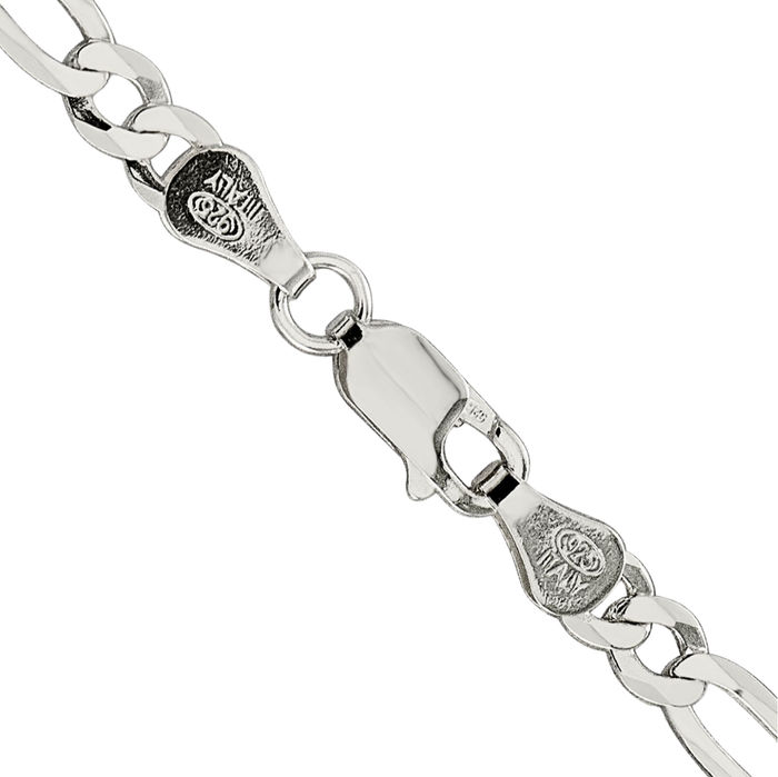 925 Sterling Silver 4.5mm Figaro Link Chain Necklace