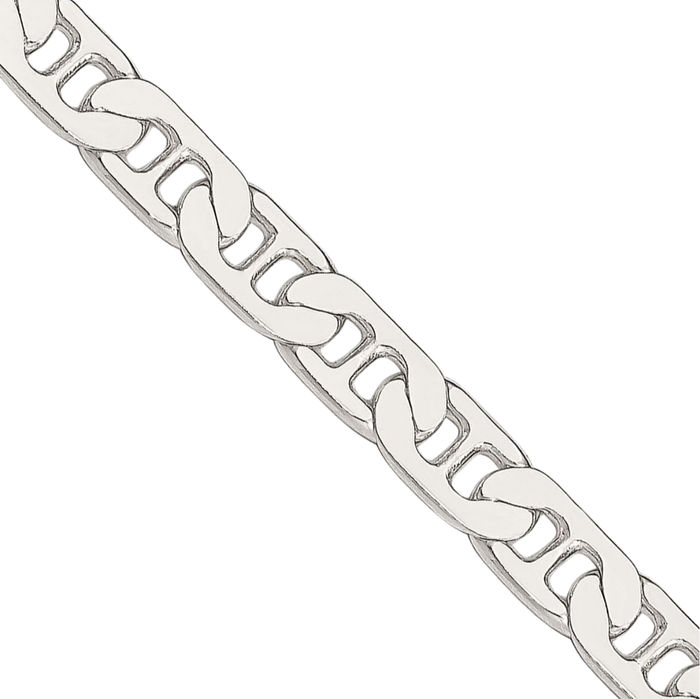 925 Sterling Silver 4.5mm Anchor Mariner Link Chain Necklace