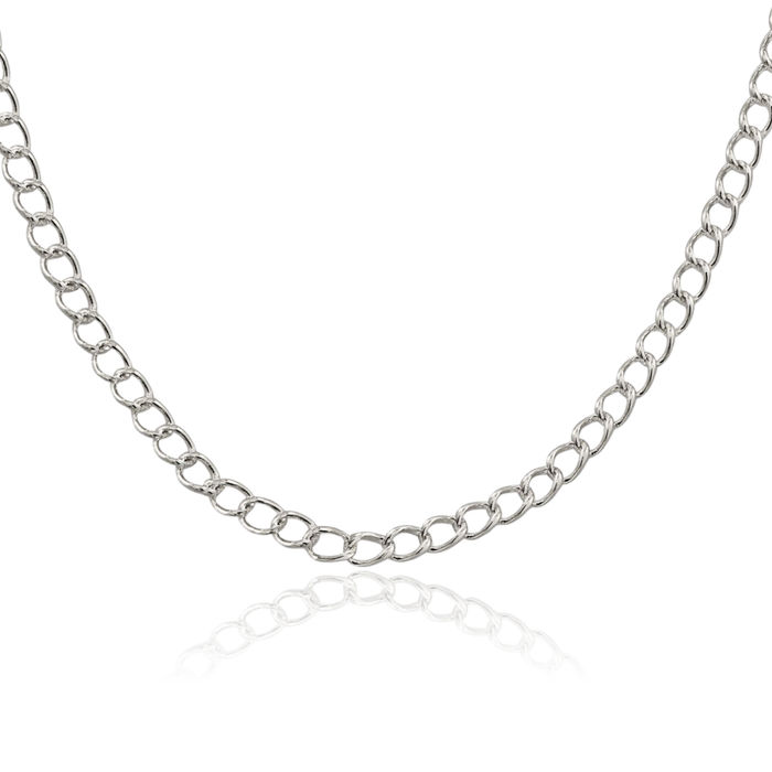 925 Sterling Silver 4.5mm Half Round Wire Curb Link Chain Necklace