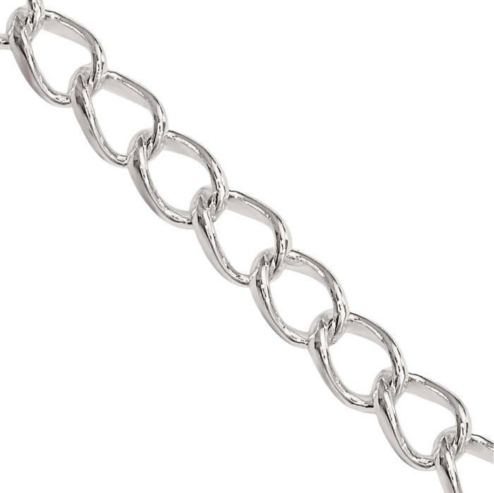 925 Sterling Silver 4.5mm Half Round Wire Curb Link Chain Necklace