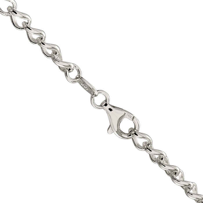 925 Sterling Silver 4.5mm Half Round Wire Curb Link Chain Necklace