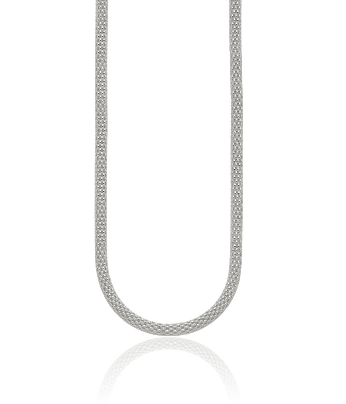 925 Sterling Silver 2.4mm Popcorn Mesh Chain Necklace