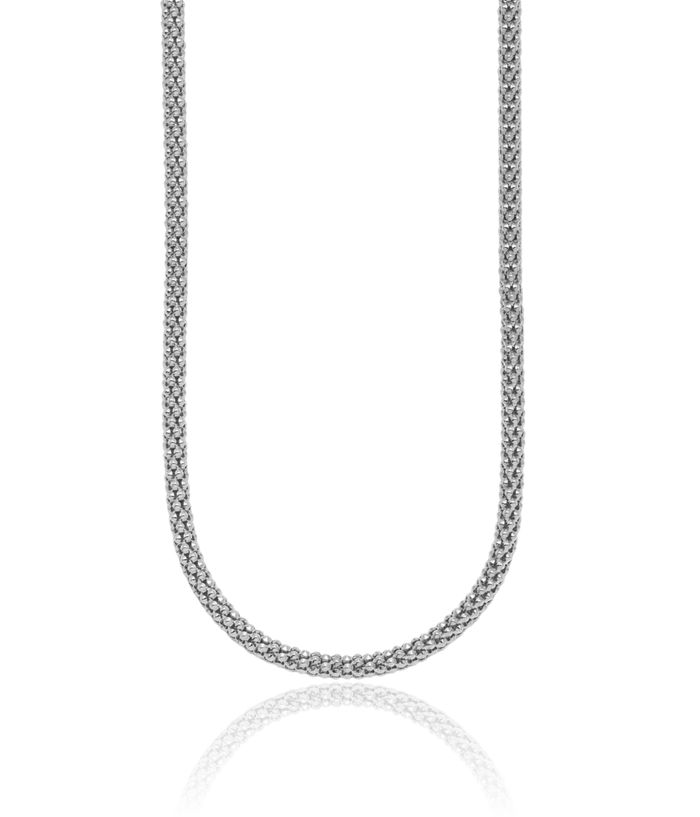 925 Sterling Silver 4.5mm Popcorn Mesh Chain Necklace