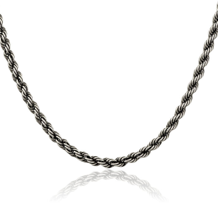 925 Sterling Silver 4.5mm Rope Chain Twisted Link Necklace