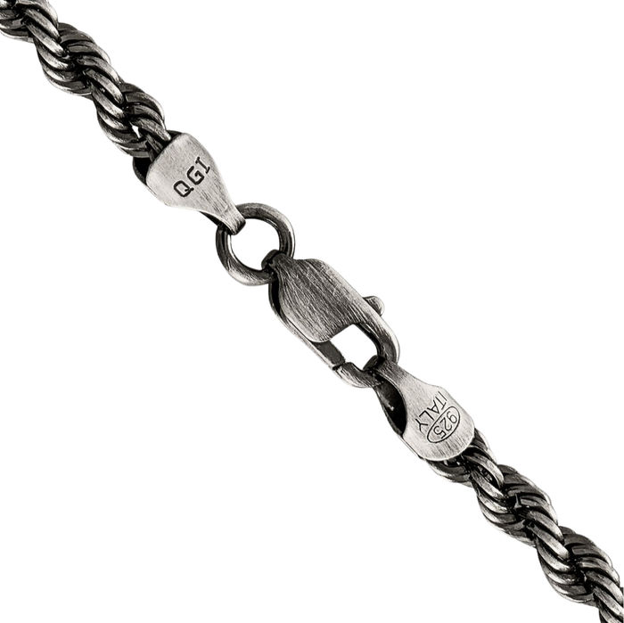 925 Sterling Silver 4.5mm Rope Chain Twisted Link Necklace