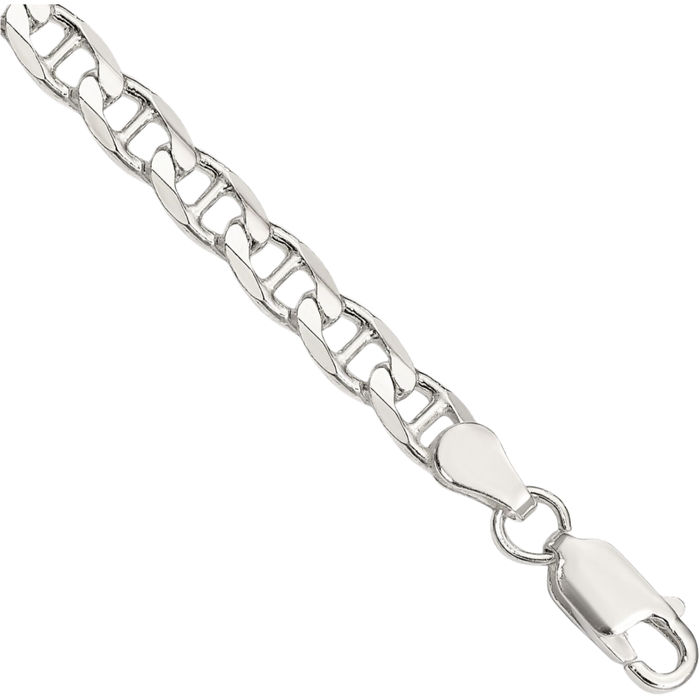 925 Sterling Silver 4.65mm Anchor Mariner Curb Link Chain Bracelet