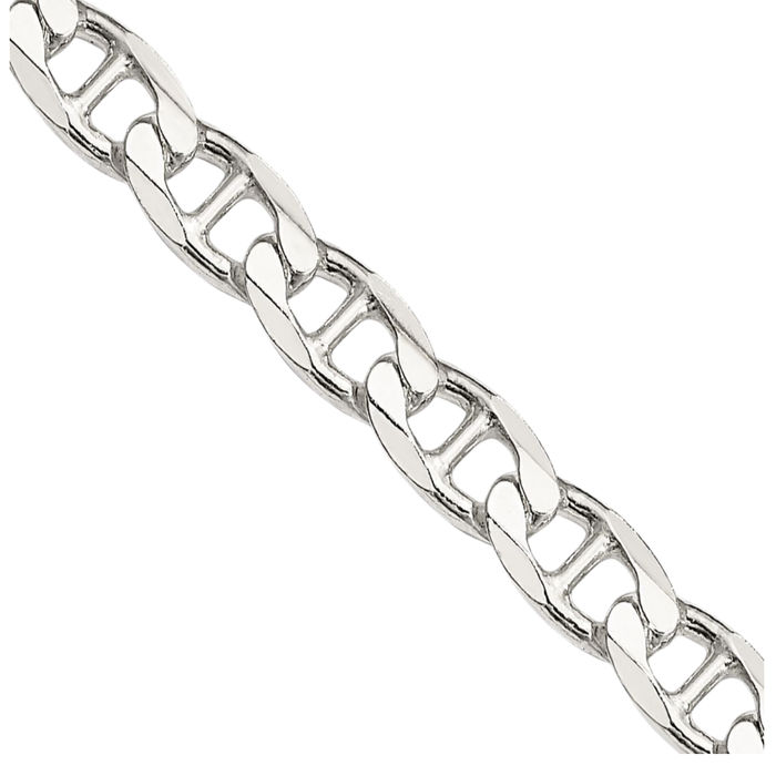 925 Sterling Silver 4.65mm Anchor Mariner Curb Link Chain Necklace