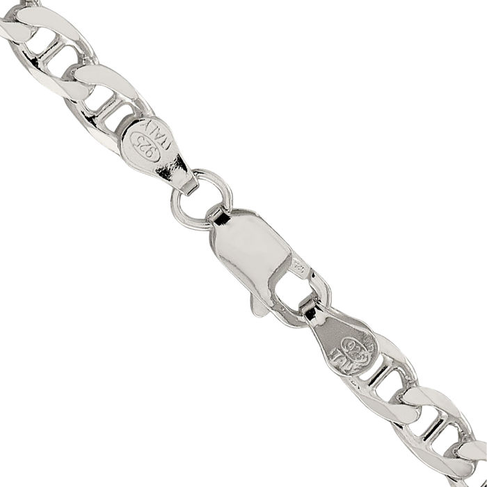 925 Sterling Silver 4.65mm Anchor Mariner Curb Link Chain Necklace