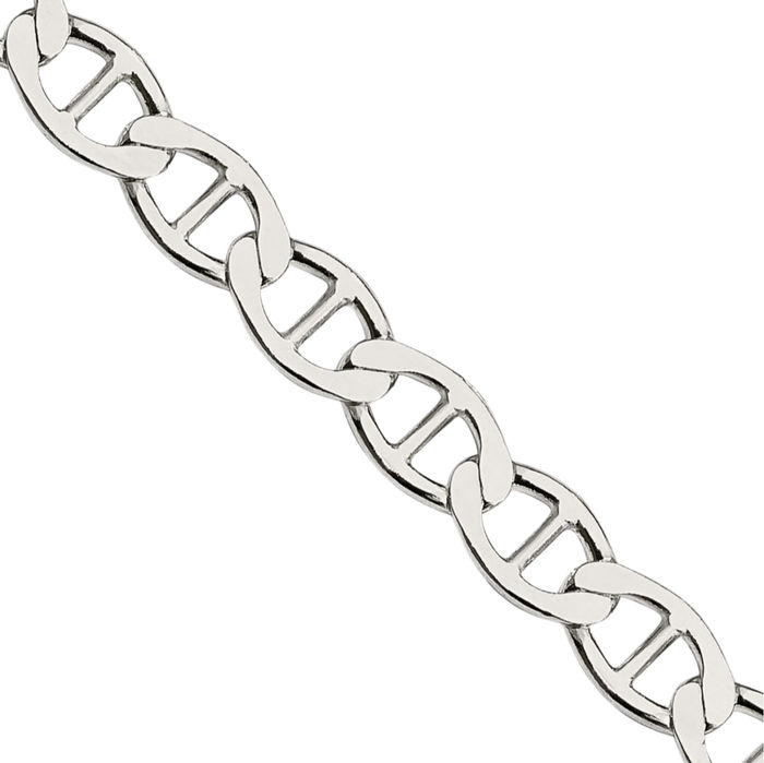 925 Sterling Silver 4.75mm Anchor Mariner Link Chain Necklace