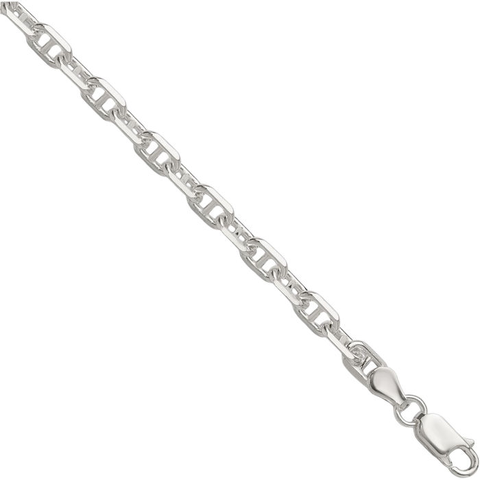 925 Sterling Silver 4.75mm Anchor Mariner Link Chain Bracelet