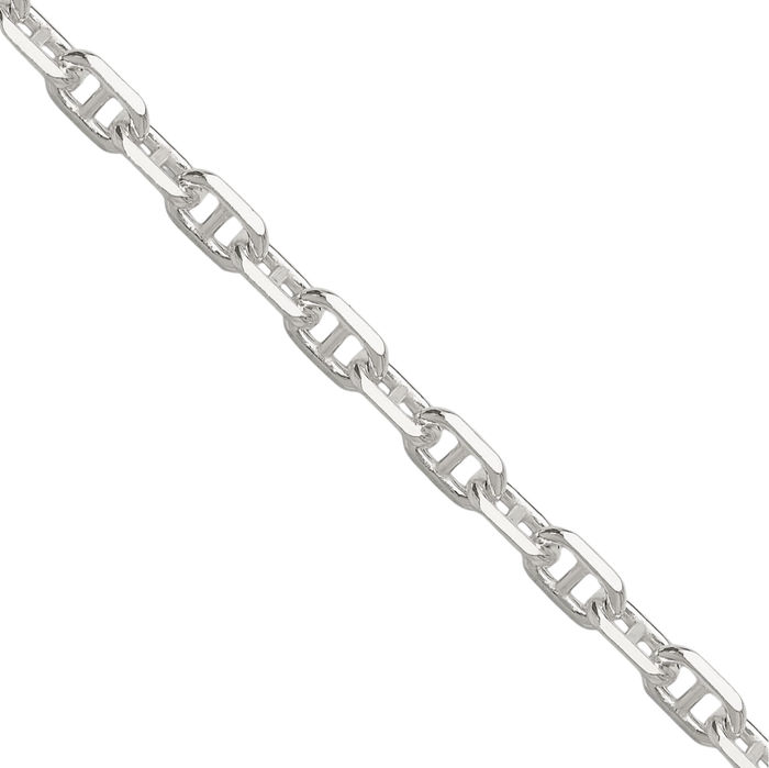 925 Sterling Silver 4.75mm Anchor Mariner Link Chain Necklace