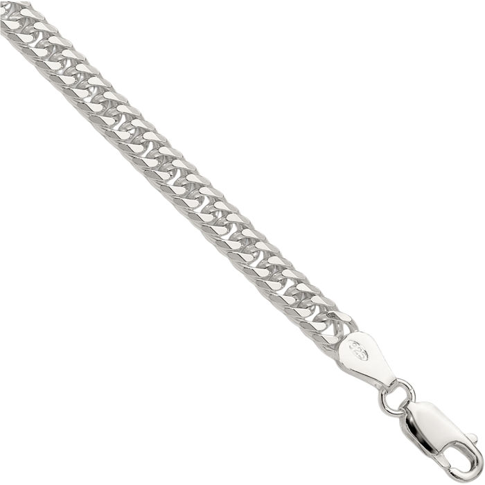 925 Sterling Silver 4.8mm Double Curb Link Chain Bracelet