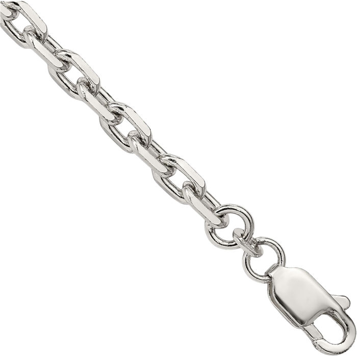 925 Sterling Silver 4.9mm Oval Cable Rolo Link Chain Bracelet