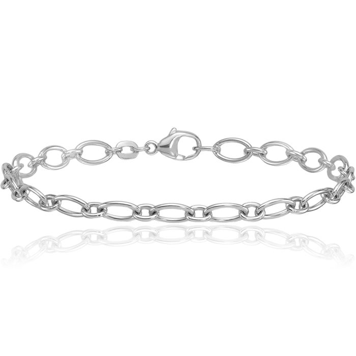 925 Sterling Silver 4.9mm Oval Cable Rolo Link Chain Bracelet