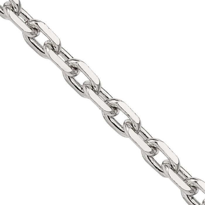 925 Sterling Silver 4.9mm Oval Cable Rolo Link Chain Belcher Necklace