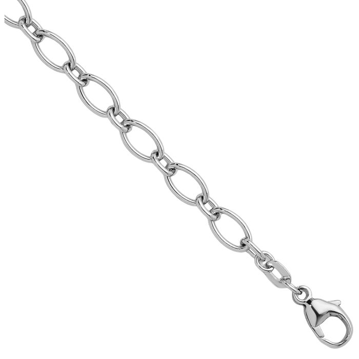 925 Sterling Silver 4.9mm Oval Cable Rolo Link Chain Belcher Necklace