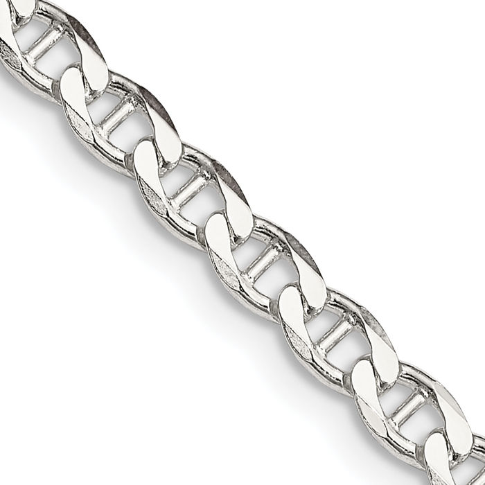 925 Sterling Silver 4mm Anchor Mariner Curb Link Chain Necklace