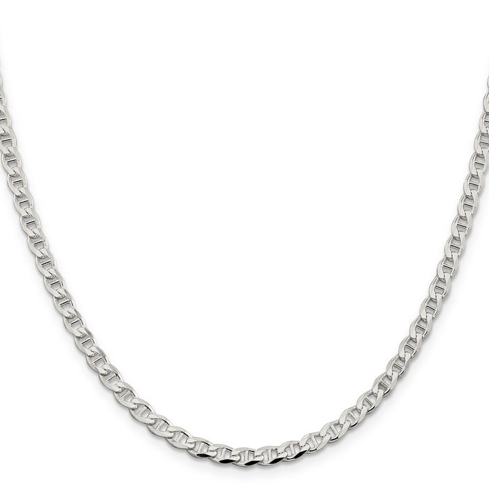 925 Sterling Silver 4mm Anchor Mariner Curb Link Chain Necklace