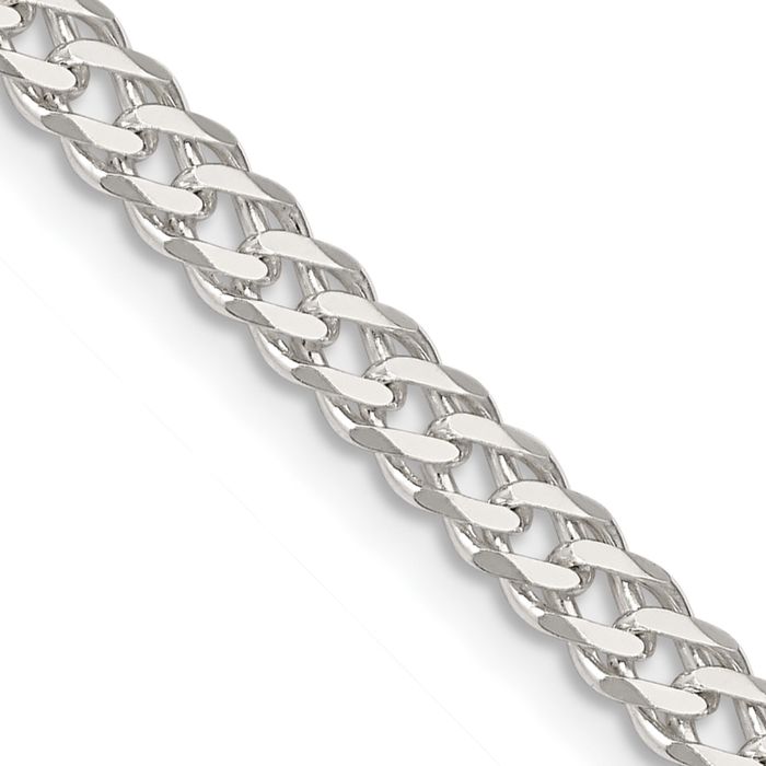 925 Sterling Silver 4.25mm 6 Side Double Curb Link Chain Necklace