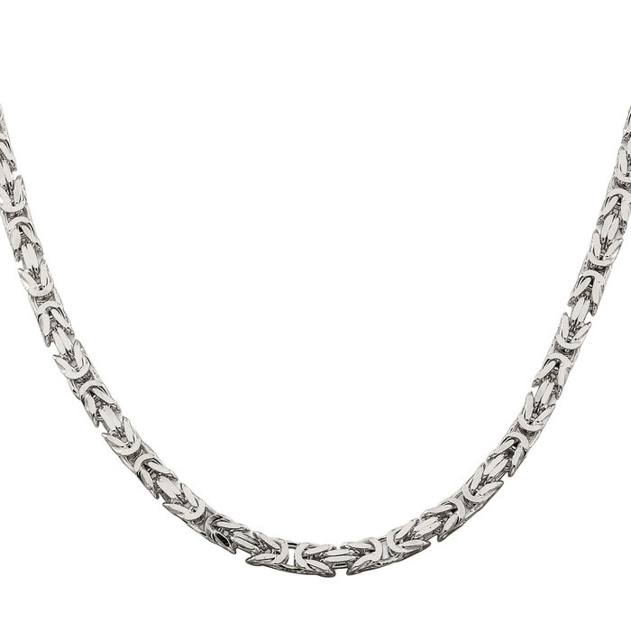 925 Sterling Silver 4.25mm Byzantine Link Chain Necklace