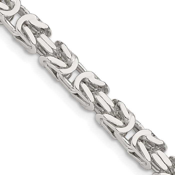 925 Sterling Silver 4.25mm Byzantine Link Chain Necklace