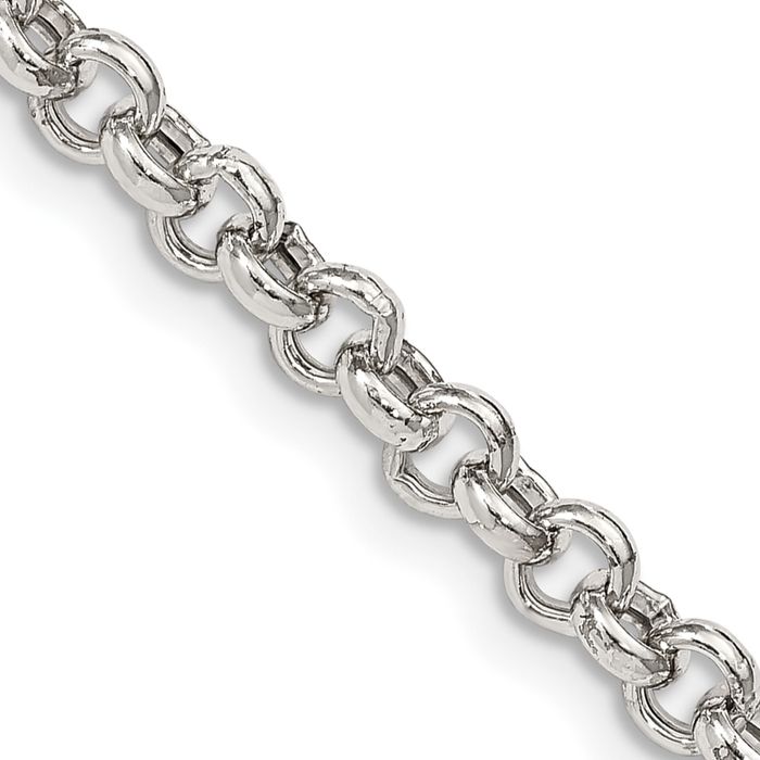 925 Sterling Silver 4.25mm Cable Rolo Link Chain Belcher Necklace