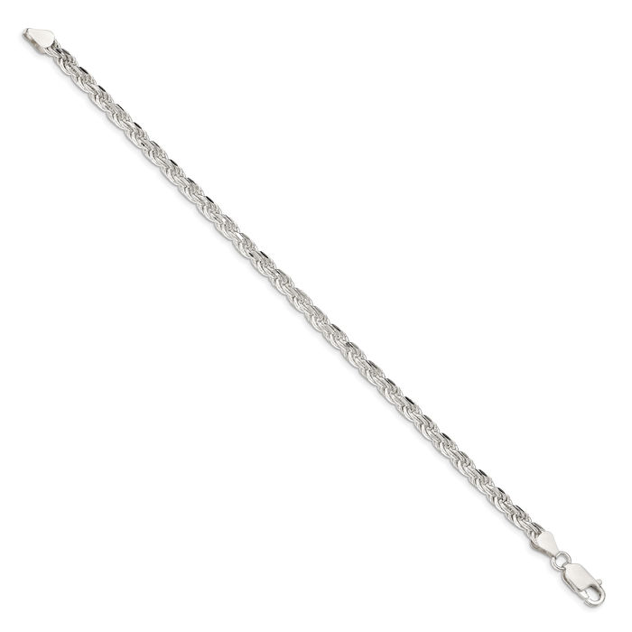 925 Sterling Silver 4.25mm Rope Chain Bracelet